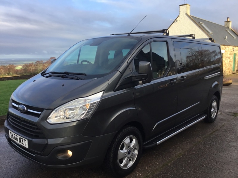 View FORD TRANSIT CUSTOM 2.0ltr TDCi 310 LWB LIMITED FACTORY DOUBLE CAB 6 SEATER DCIV KOMBI VAN 170ps